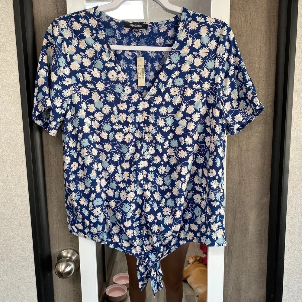 NWT Madewell Novel Tie-Front Top in French Floral - Picture 3 of 7